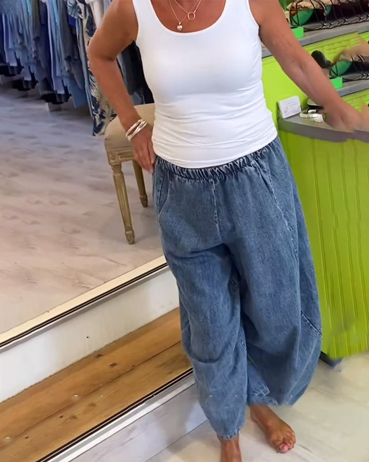 Relaxed Jeans with Elastic Waist