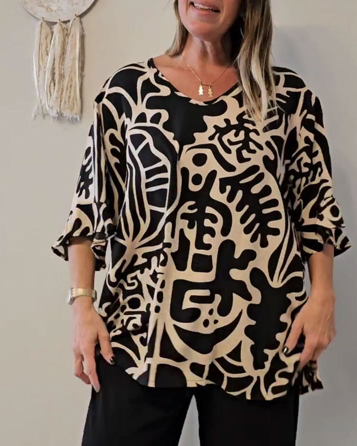 Abstract Botanical Print Top