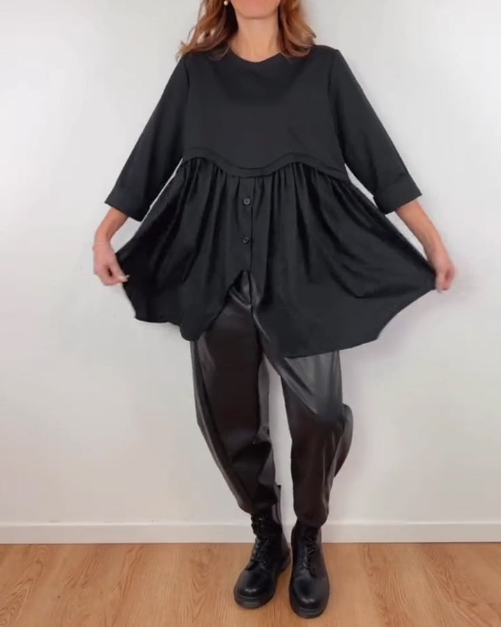 Irregular Pleated A-Line Blouse