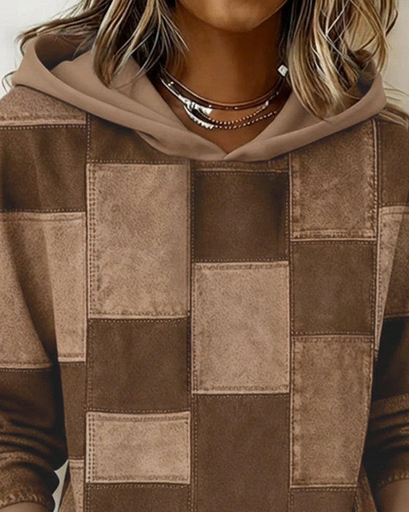 Stylish Checkered Hoodie with Long Sleeves