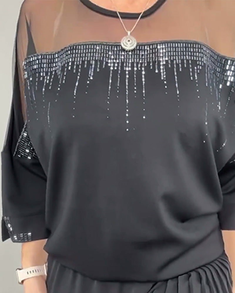 Mesh Split Loose Blouse