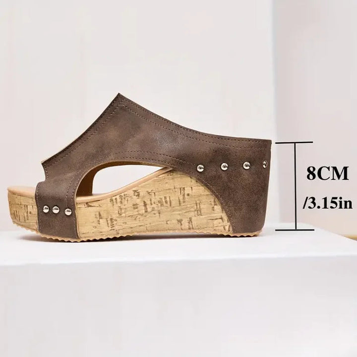 Faith - Elegant Rubber Sole Buckle Wedge Sandals