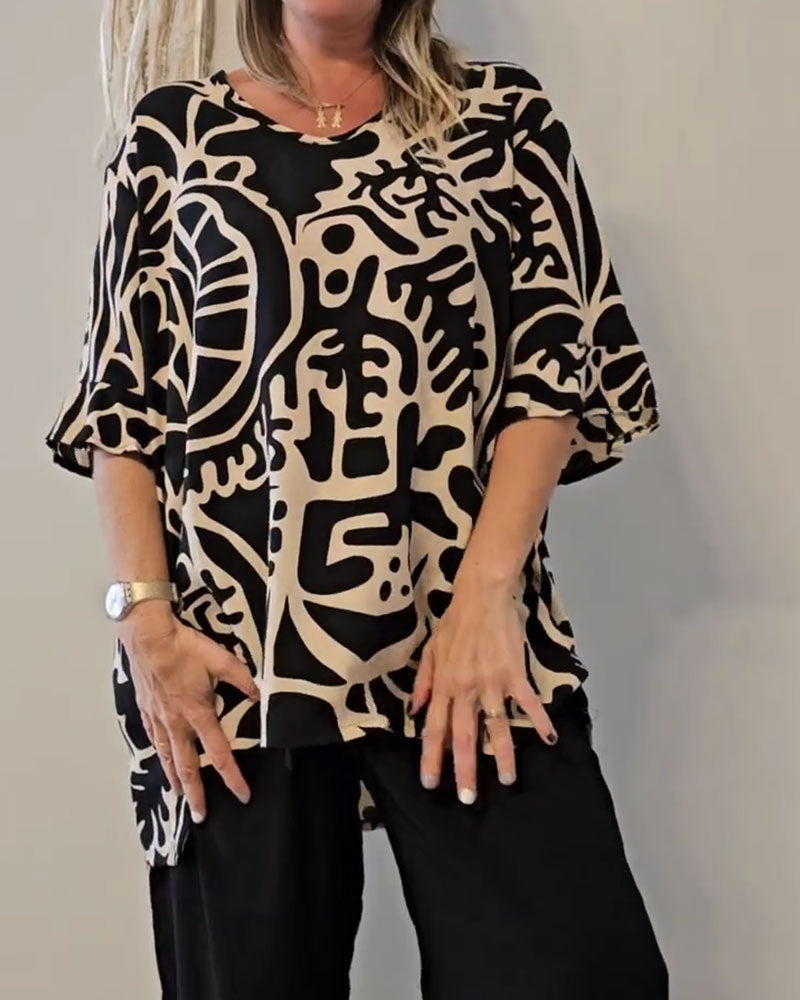 Abstract Botanical Print Top