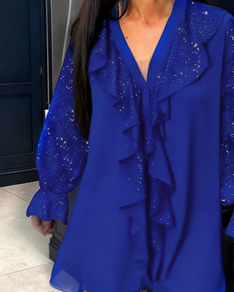 Solid Color Ruffled Blouses