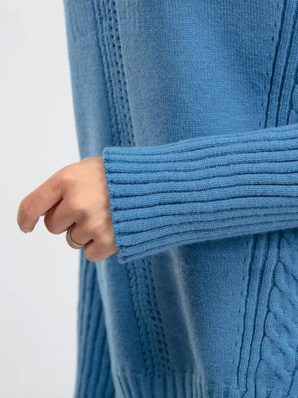 Scarlett - Chic High-Neck Knit Sweater & Loose Pants Set