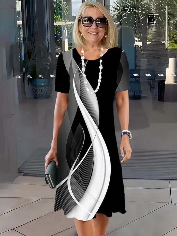 SHIRA – COMFORTABLE LOOSE PRINTED MEDIUM DRESS