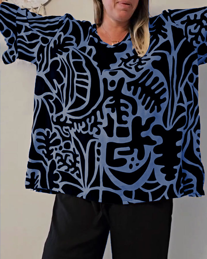 Abstract Botanical Print Top