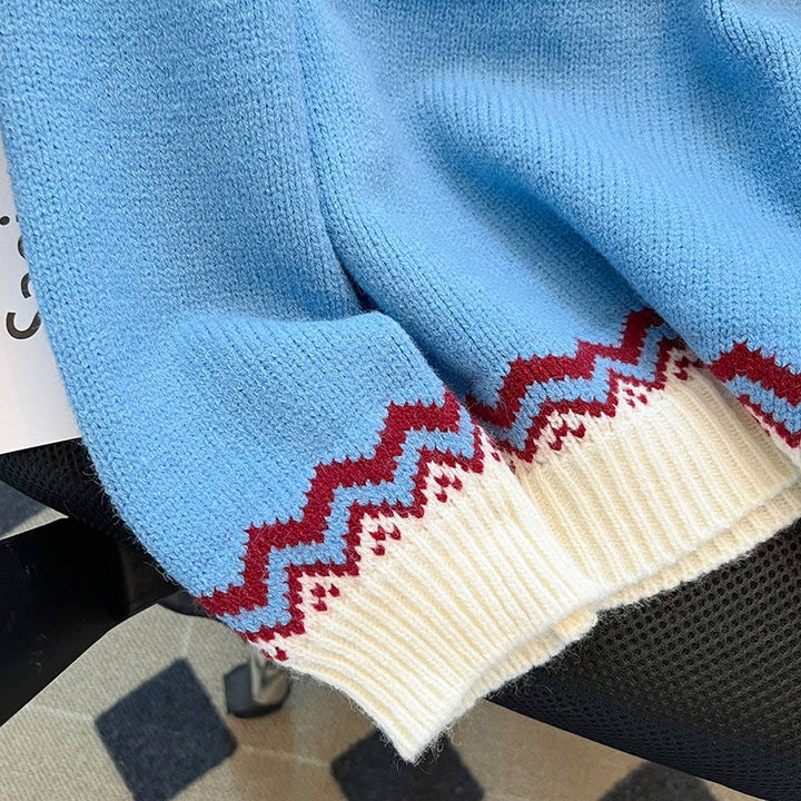 Nordic Pattern Knit Pullover Sweater