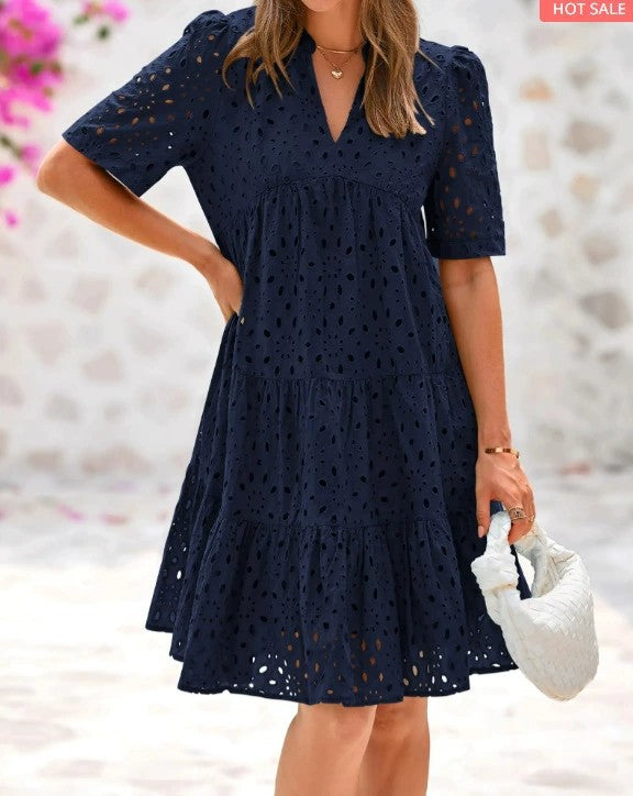 EMALISSE – SUNLIT EYELET MINI DRESS