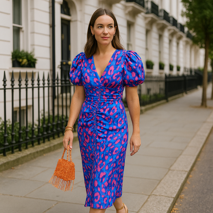 Arielle - Colourful Dress With Pleated Sleeves