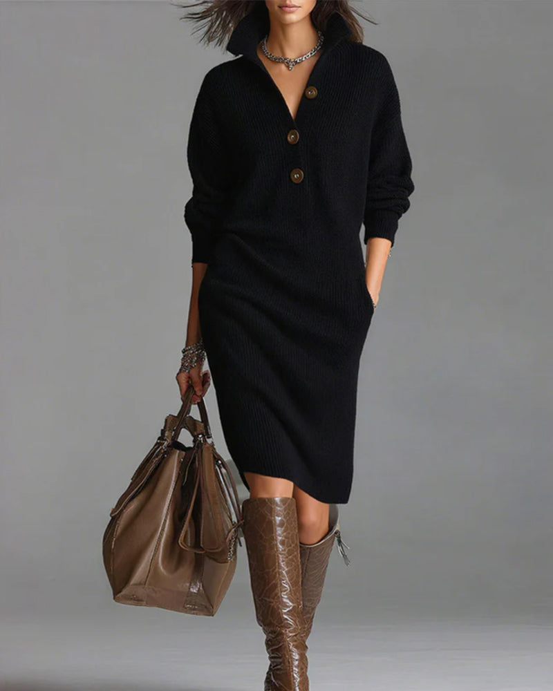 Sweater Dress Casual Solid Color Autumn and Winter