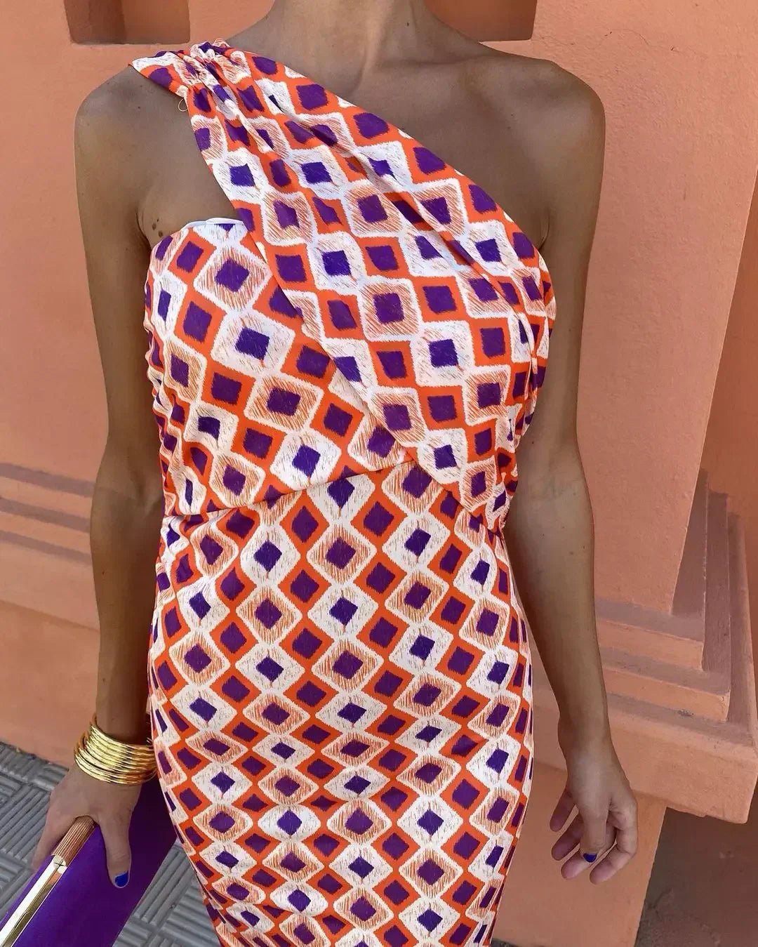 KAELORIA – OCEANFALL OFF-SHOULDER MIDI DRESS