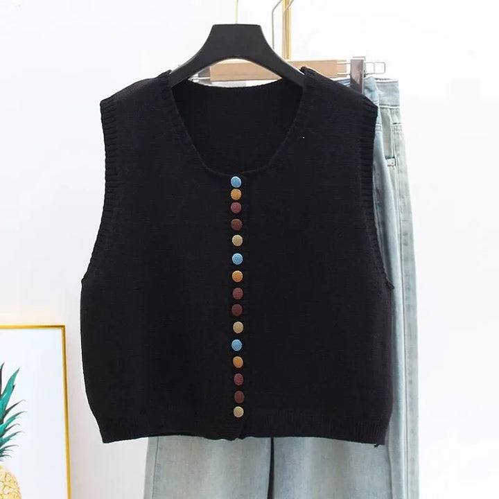 THE MARIBEL - COLOR-BUTTON KNIT VEST