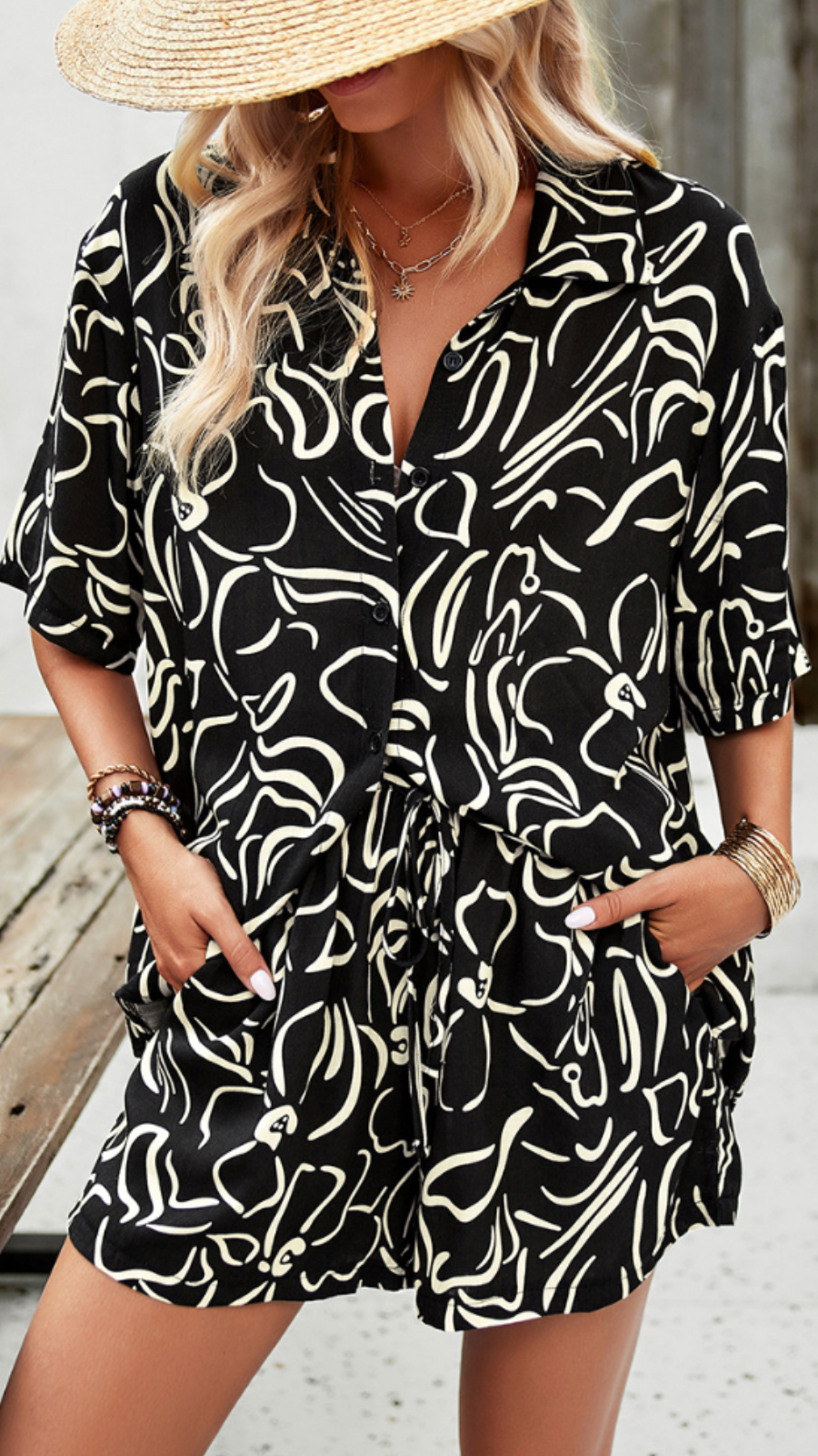 YSARA – SUMMER FLORAL PRINTED SHIRT AND SHORTS SET