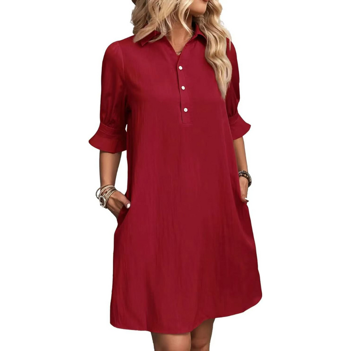 Franchesca - Casual Button Down Shirt Dress