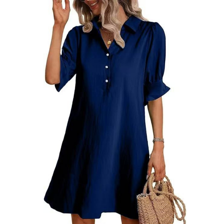 Franchesca - Casual Button Down Shirt Dress