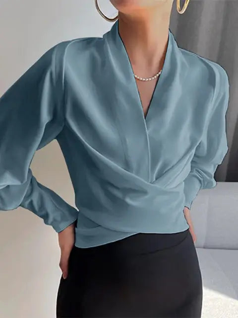 MIRELYTHEA – V-NECK WOMEN’S BLOUSES WITH PUFF SLEEVES
