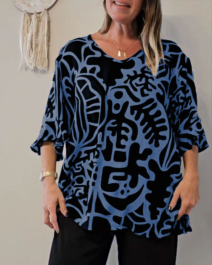 Abstract Botanical Print Top