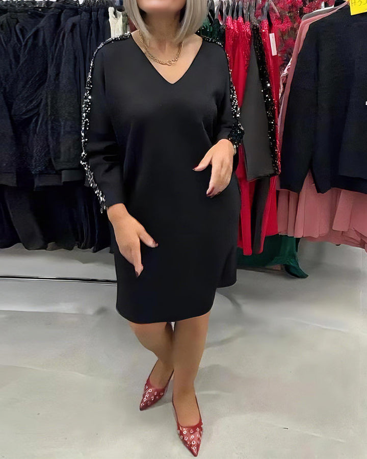 Dress V-Neck with Glitter Sweatshirt