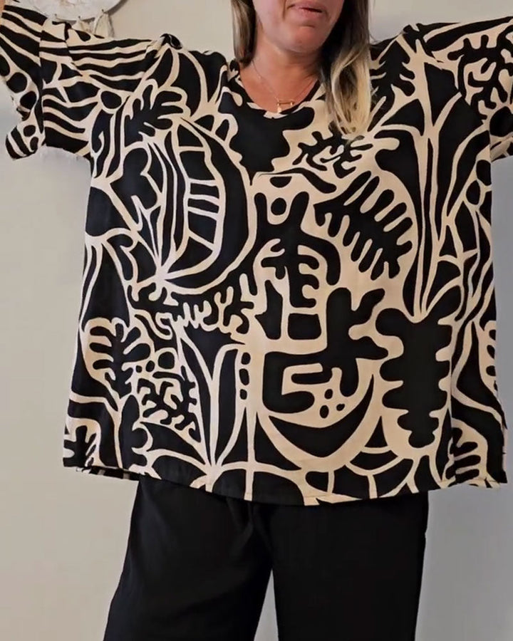 Abstract Botanical Print Top