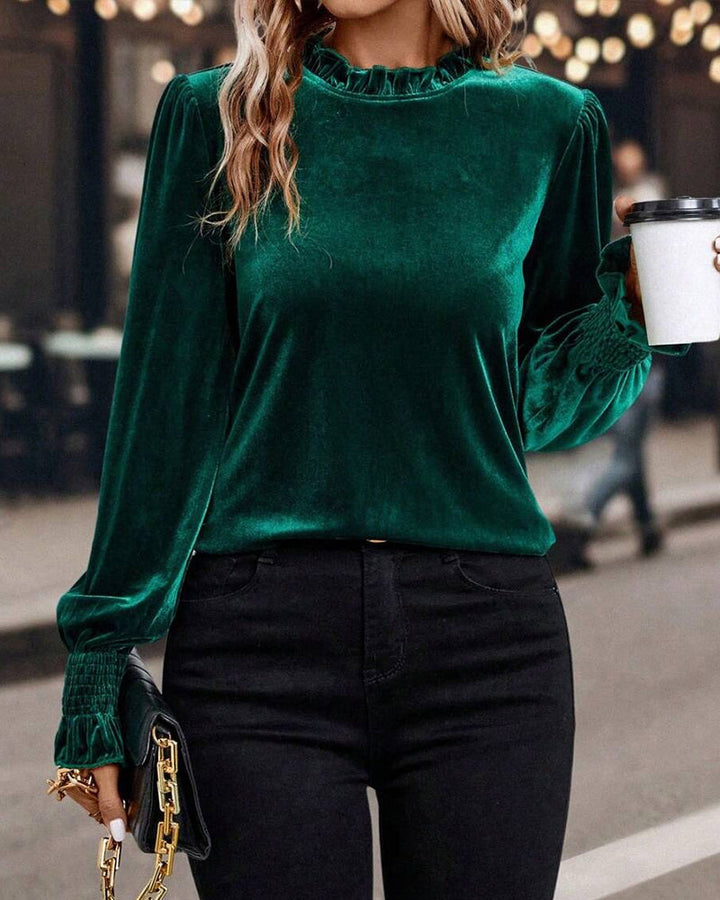 Top Crinkled Velvet Long Sleeve