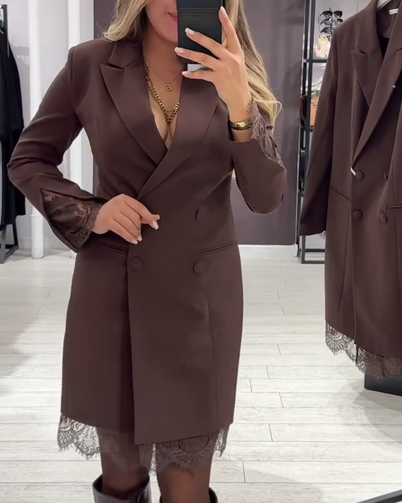 Dress With V-Neck and Inserts for Work