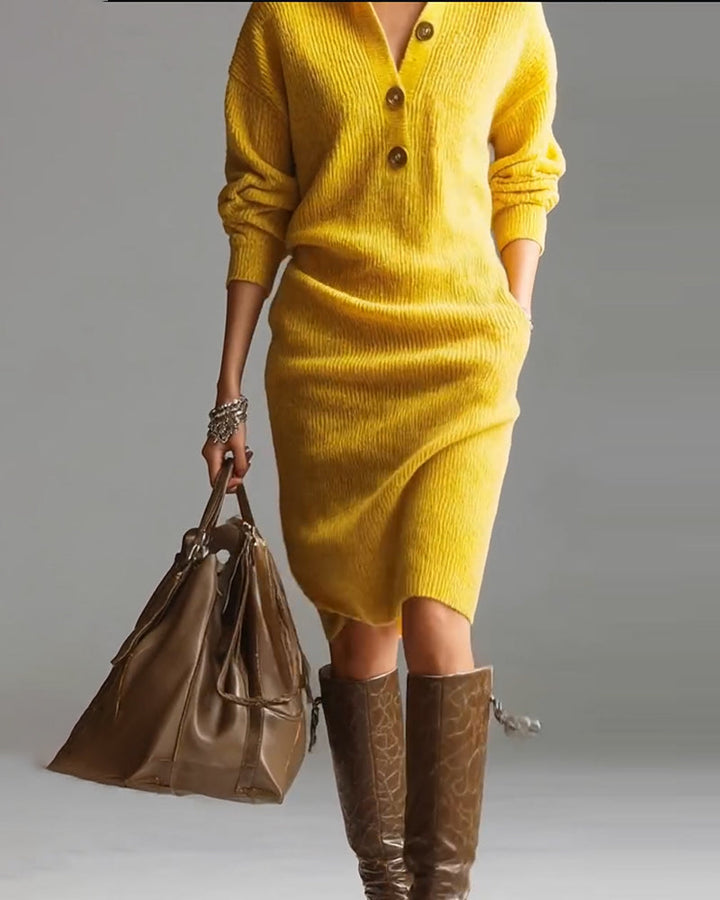 Sweater Dress Casual Solid Color Autumn and Winter