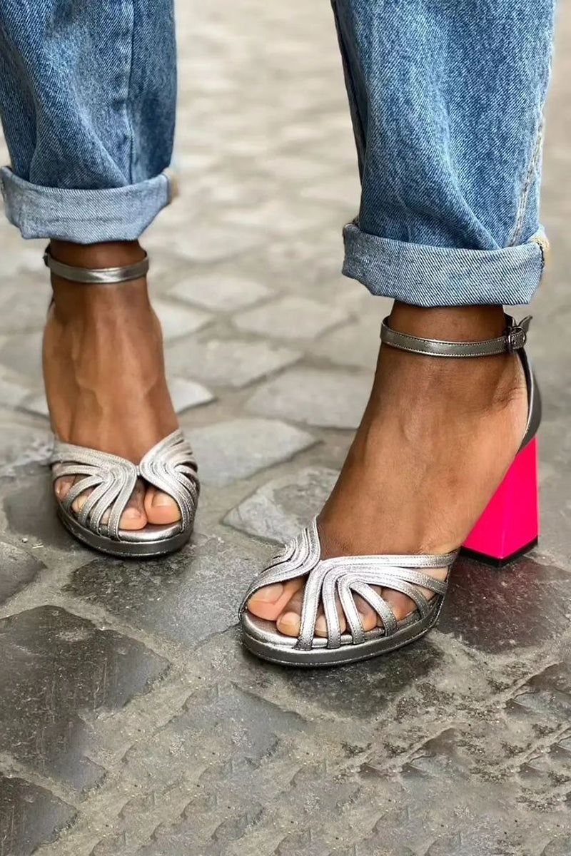 SOLAVINDRA – SHINY SANDALS WITH CHUNKY HEEL