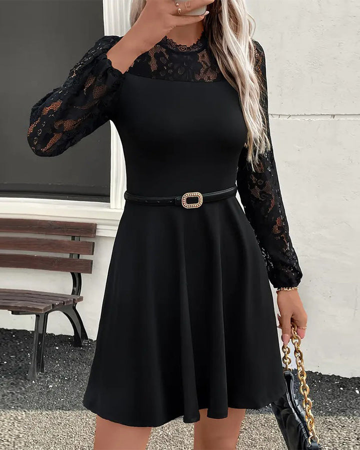 Elegant Lace Solid Color Dress