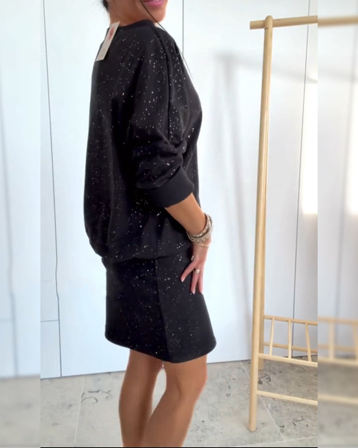 Dress Round Neck Fine Glitter Fashion