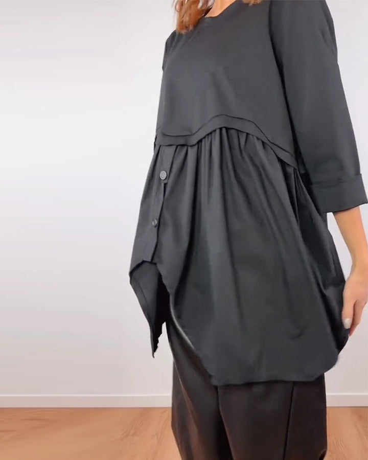 Irregular Pleated A-Line Blouse