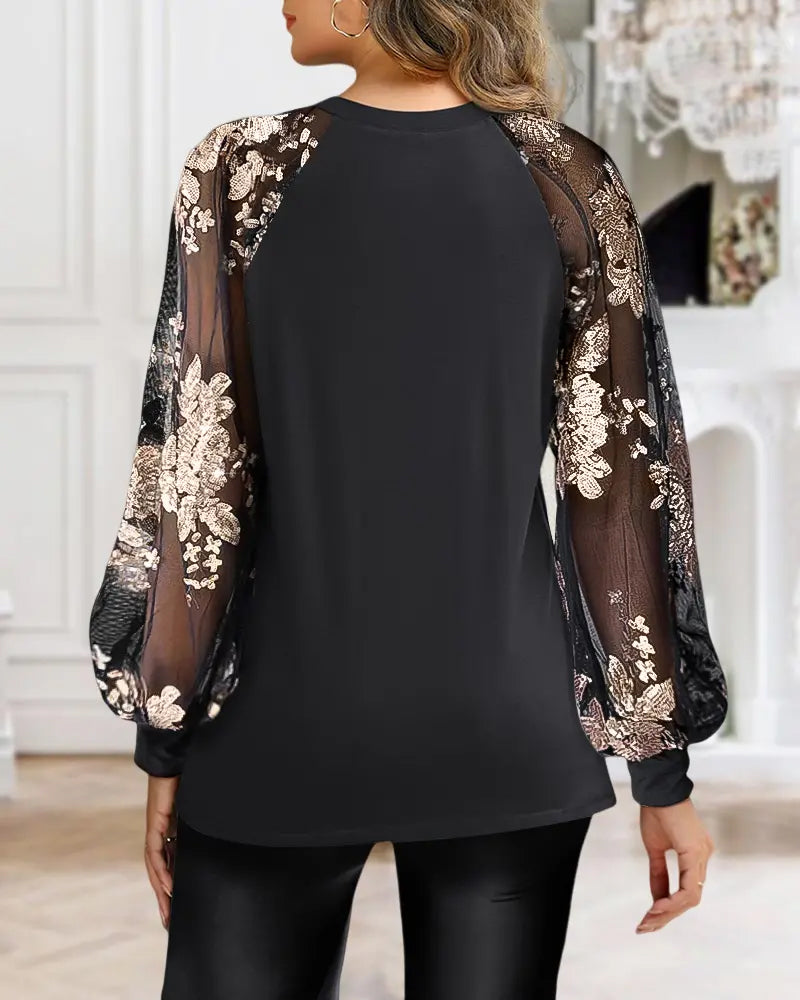 Modern Long Sleeve Blouse with Round Neck