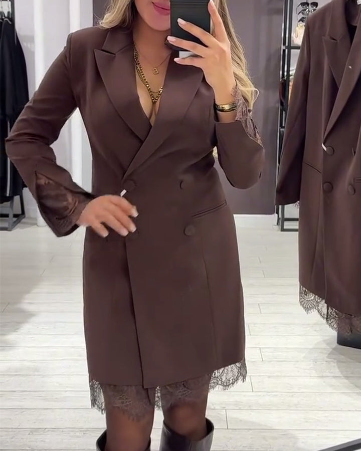 Dress With V-Neck and Inserts for Work