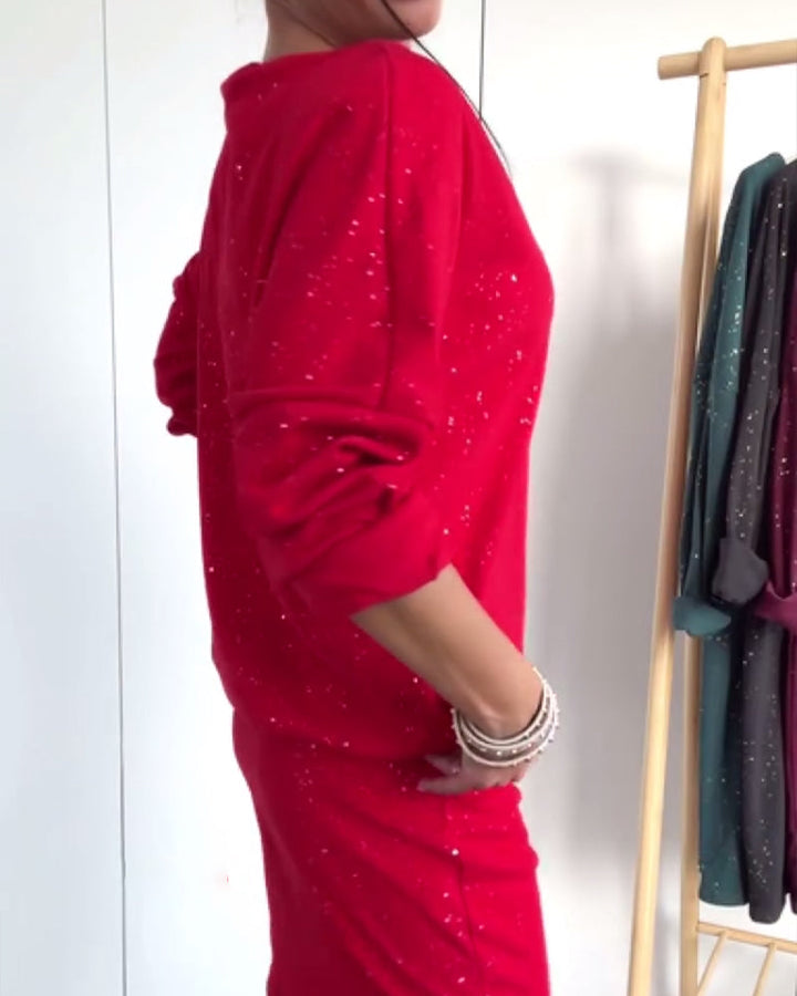 Dress Round Neck Fine Glitter Fashion