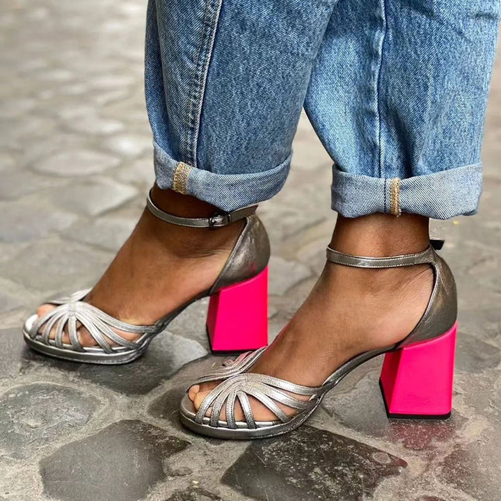 SOLAVINDRA – SHINY SANDALS WITH CHUNKY HEEL
