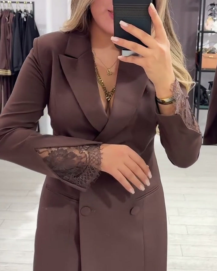 V-Neck Dress with Inserts for Work