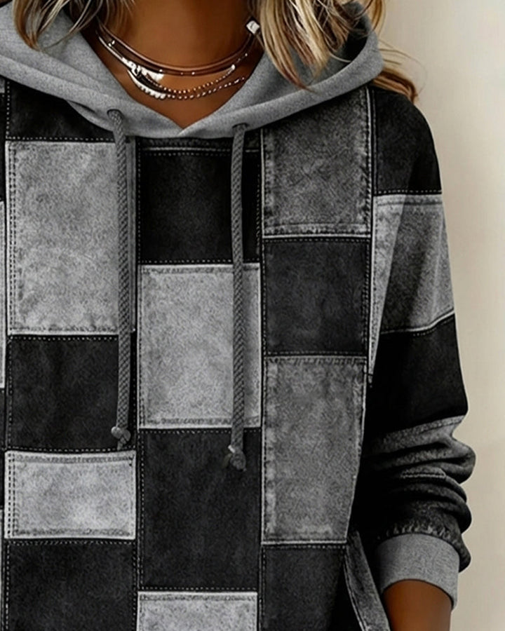 Stylish Checkered Hoodie with Long Sleeves