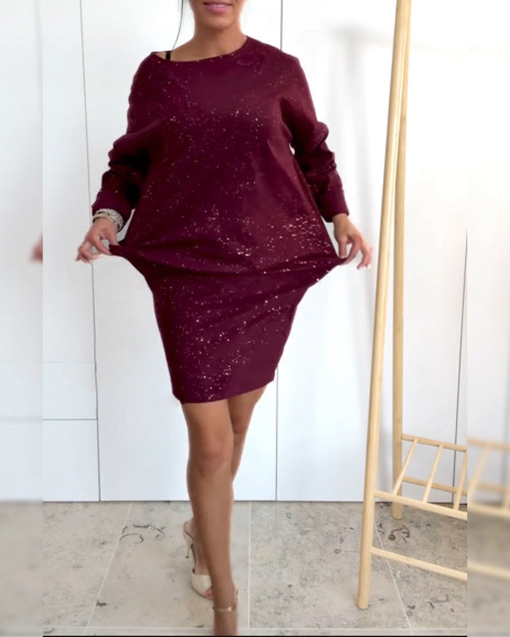 Dress Round Neck Fine Glitter Fashion