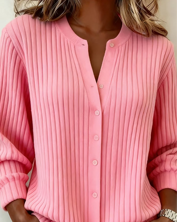 Solid Color Long Sleeve Pullover with Round Neck