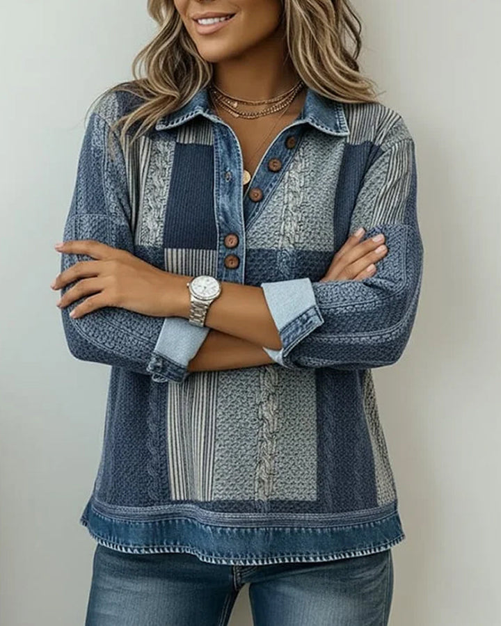 Sweatshirt with Long Sleeves and Color Block Print