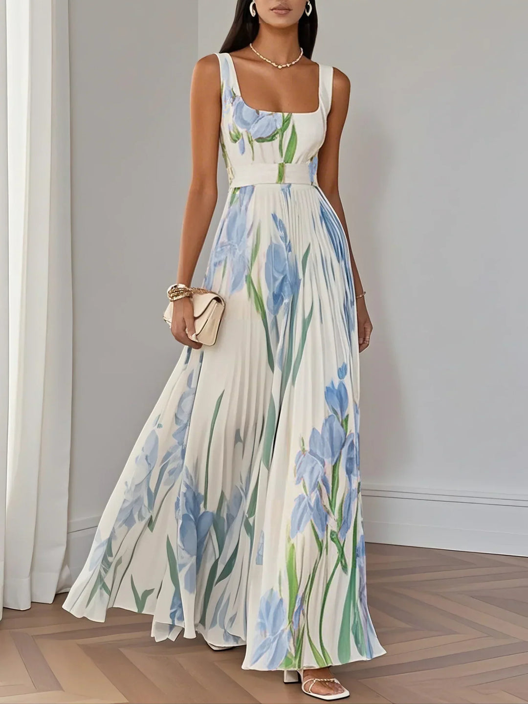 Mary - Elegant Pleated Maxi Dress