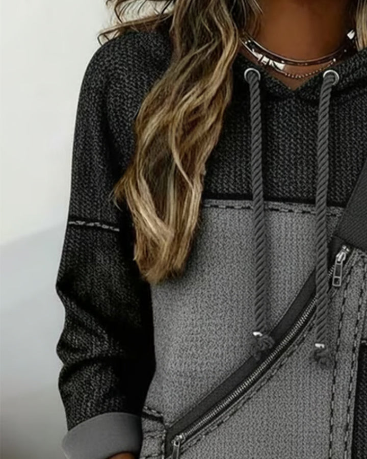 Elegant Color Block Hoodie