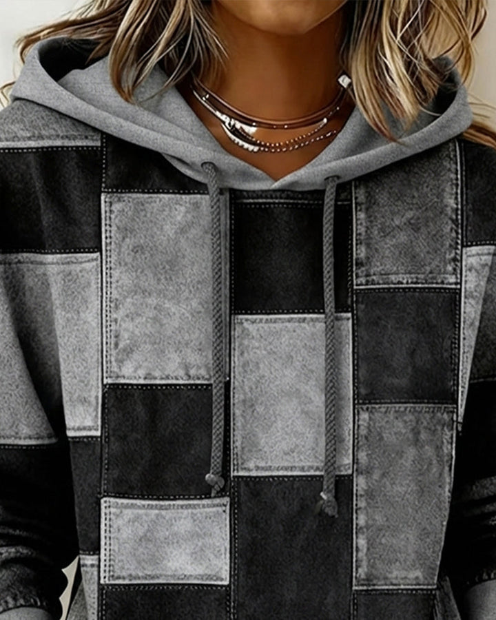 Stylish Checkered Hoodie with Long Sleeves