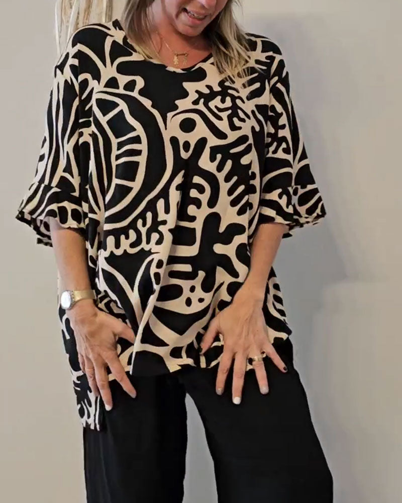 Abstract Botanical Print Top