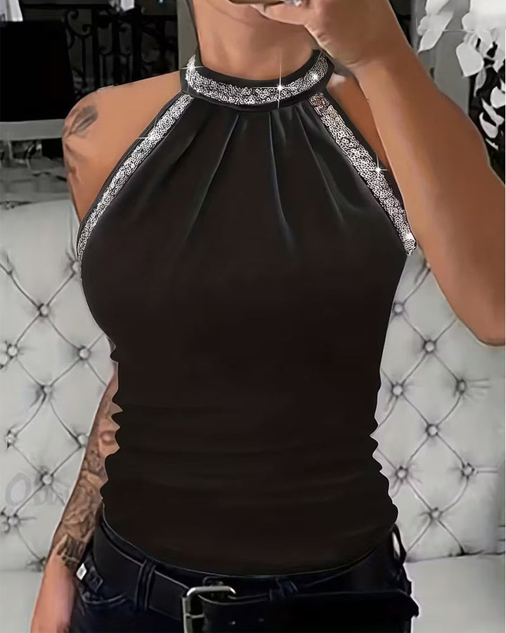 Top Elegant Glitter Knitted Halter
