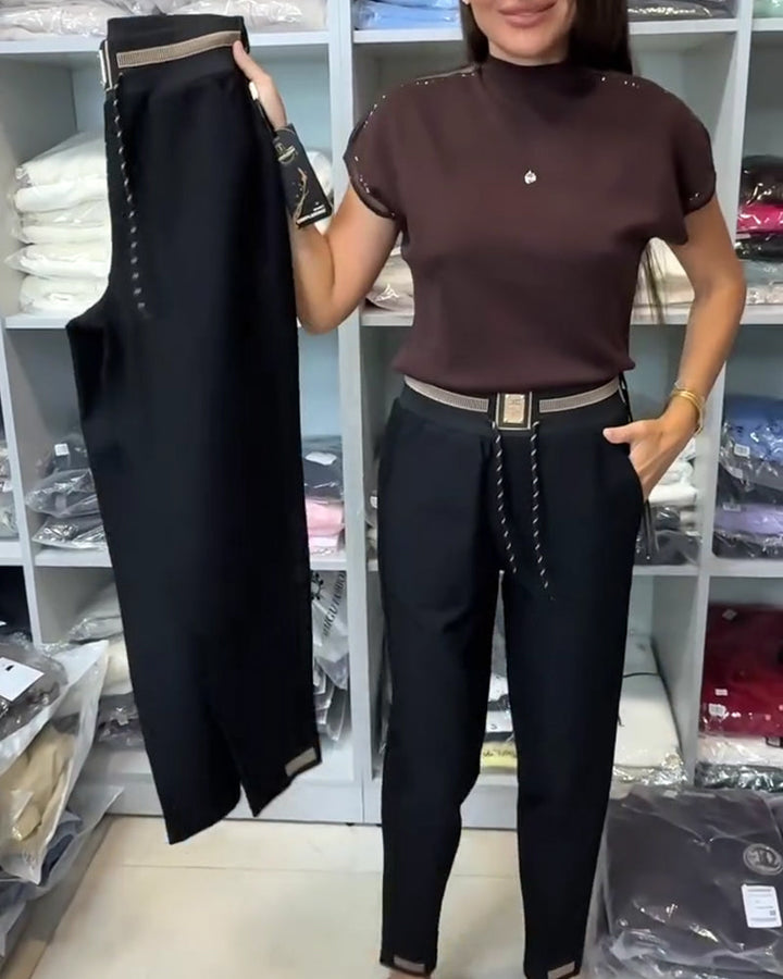 Stylish Pants with Drawstring and Elastic Waist
