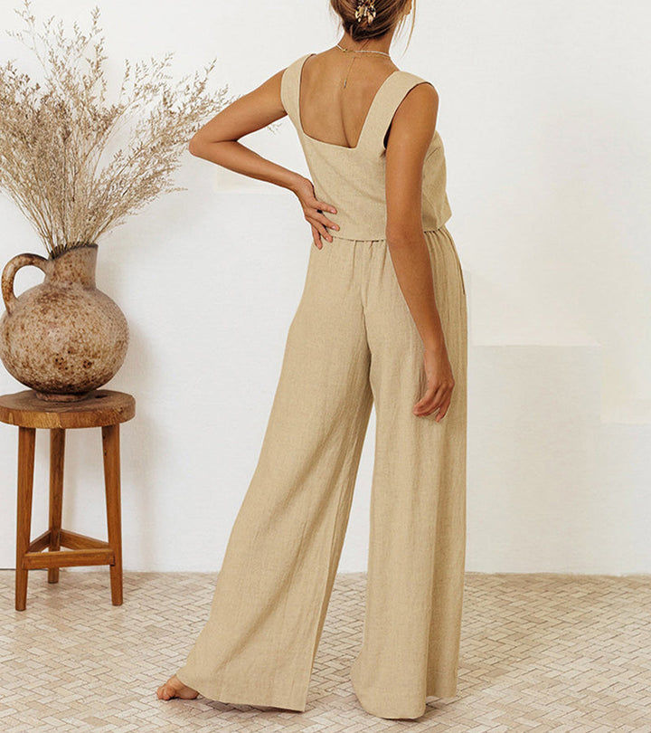 Milena - Minimalist Top and Wide-Leg Pants Set