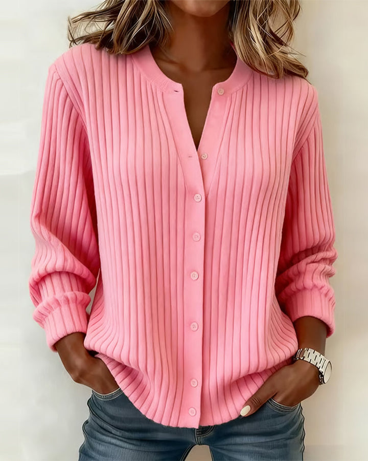 Solid Color Long Sleeve Pullover with Round Neck