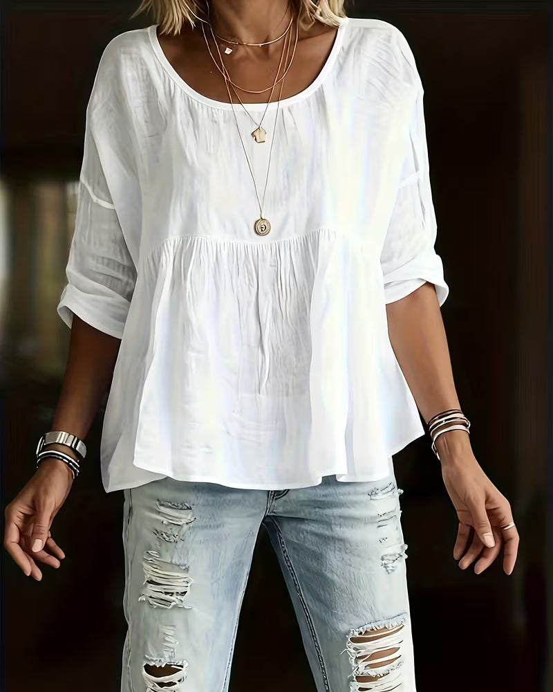 Top Round Neck Solid Color