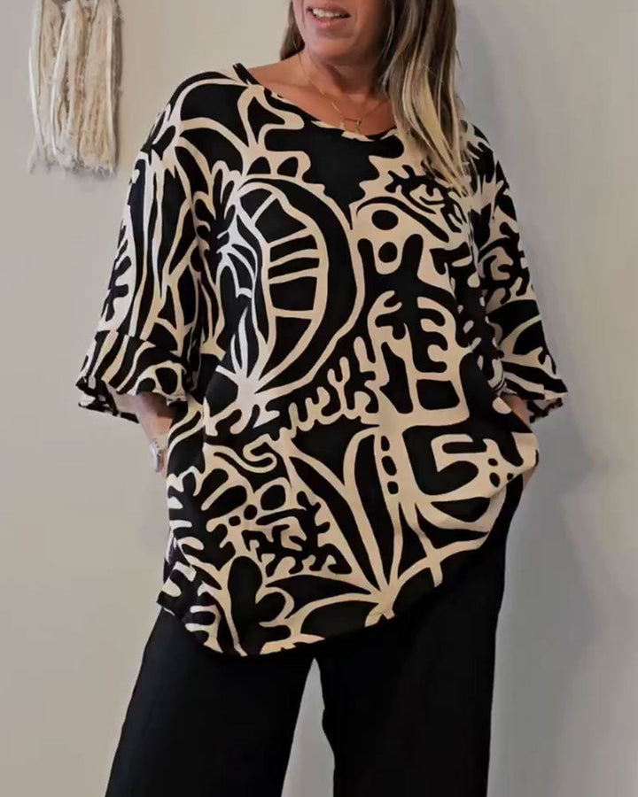 Abstract Botanical Print Top